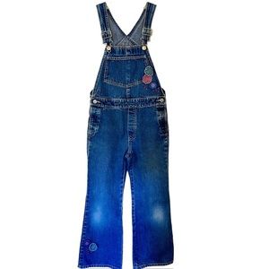 Vintage Y2K GAP Girl’s denim bib jeans Overalls. Flare leg Pants Sz Medium (7/8)